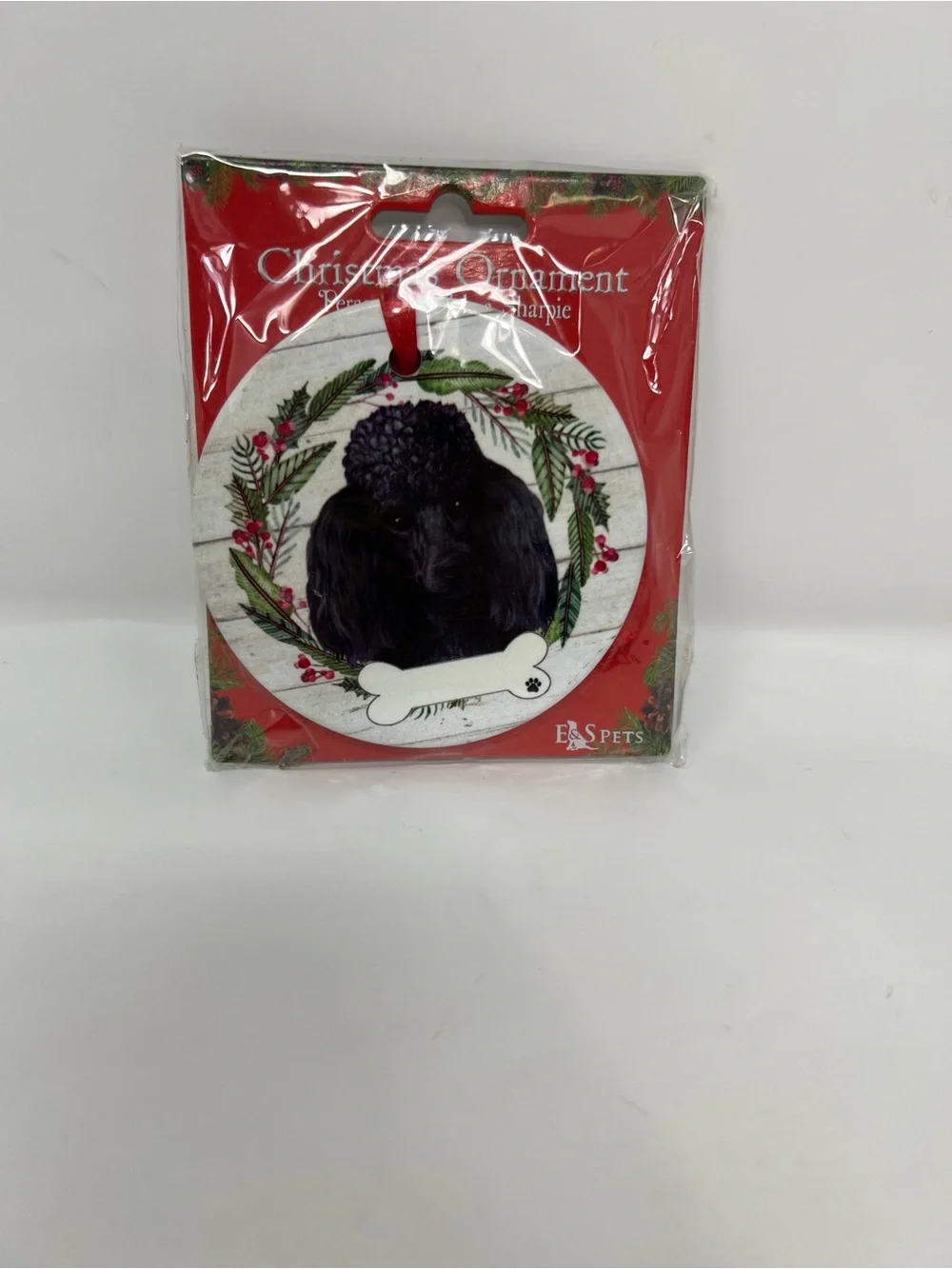 E & S Imports Ceramic Poodle Tree Ornament Dog Puppy Ribbon Cherish Pet